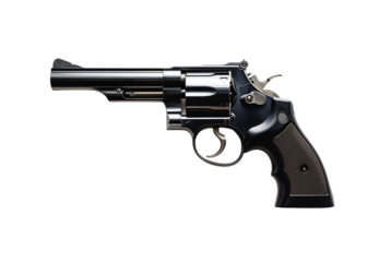 black pistol gun cut out png, revolver on transparent background