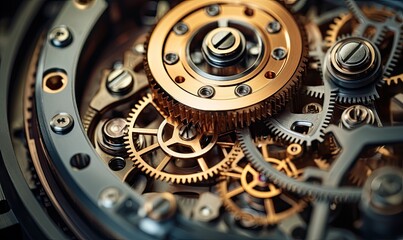 Close-Up View of Intricate Watch Mechanism Revealing Gears and Cogs
