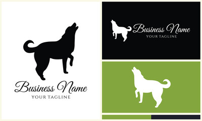 silhouette dog bulldog logo template