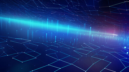 Futuristic technology background of digital glowing waves and network system