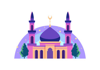 Simple Cute Small Mosque Illustration