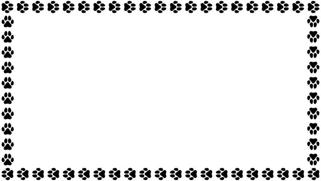 Dog paw print frame border