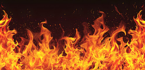 Dynamic movement of vibrant orange and yellow flames