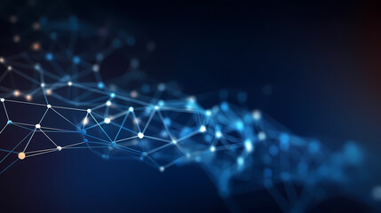 Futuristic technology background of digital glowing waves and network system