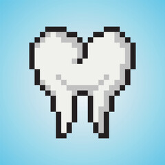 Obraz premium Tooth in pixel art style