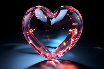 Valentine's Day heart on black background. 3D rendering