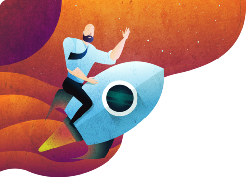 businessman with a rocket