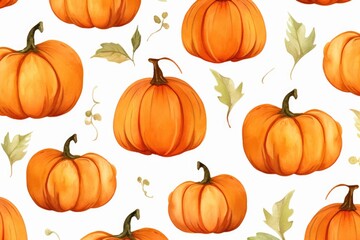 watercolor background of colorful pumpkins