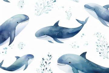 Obraz na płótnie Canvas pattern with a whale on a white background