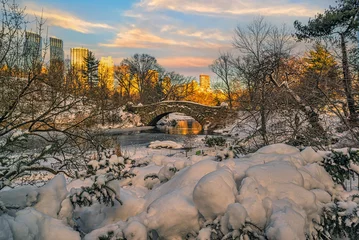Fototapete Gapstow-Brücke Gapstow Bridge in Central Park,snow storm