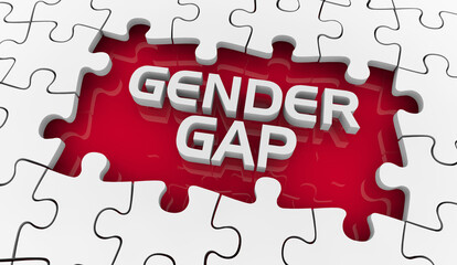 Gender Gap Puzzle Hole Men Women Pay Equity Differences 3d Illustration