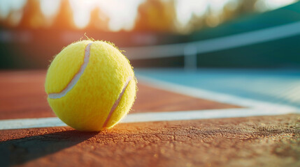 Tennis ball on the court. 