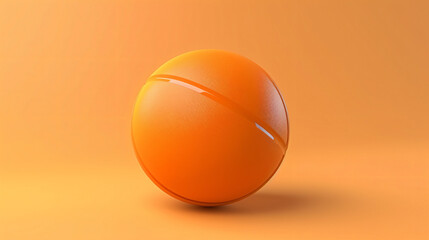 3d render orange basketball ball left isolated on orange background