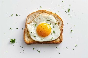 The simplicity of an egg sandwich with bread, isolated on a white background
