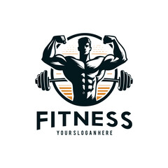 set of fitness logo vector silhouette