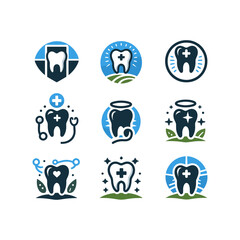 set of dental logo vector
