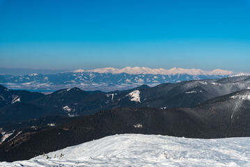 View from Latiborska hola hill in winter NIzke Tatry mountains in Slovakia © honza28683