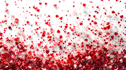 red Confetti on white background copy space. Generative Ai