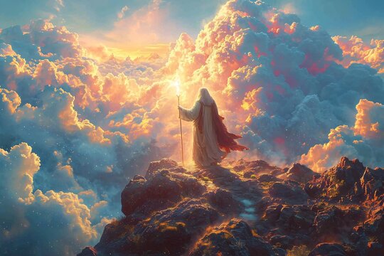 Glowing Wizard on a Mountain Generative AI