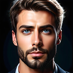 Beard Artistry: Creative Beard Designs and Styling for Dapper Men.(Generative AI)

