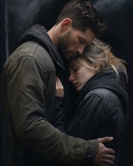 Obraz premium A couple's comforting embrace 