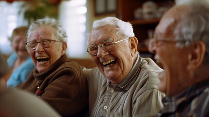 Group of Elderly Friends Sharing a Hearty Laugh