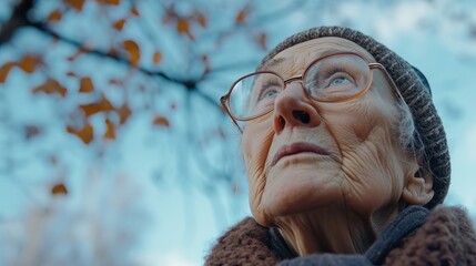 Elderly person reflecting on a monumental historical event