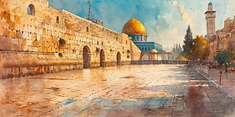 Arabian Nights Archway with Pink Flowers and Swimming Pool Generative AI