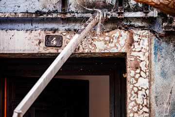 Burnt doorway in the old town of Villajoyosa