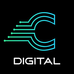 technology letter logo design template illustration. This is good for technology, science, computer etc. this is c letter 