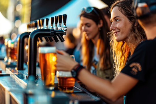 Festival de la Cerveza en Australia: Escena animada con personas disfrutando de cervezas artesanales