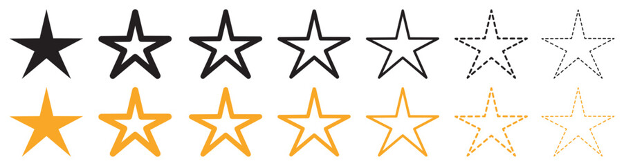 Set of star icons. Star or favorite flat icon, star vector logotype. Rating signs collection. Vector illustration. EPS10.