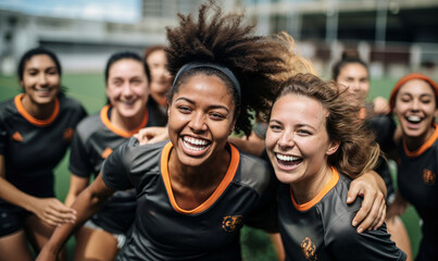 Women United in Soccer: Team’s Joyous Celebration - Powered by Adobe