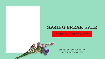 Spring Sale social network square banner with green background