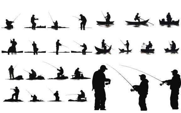 fishing silhouettes set