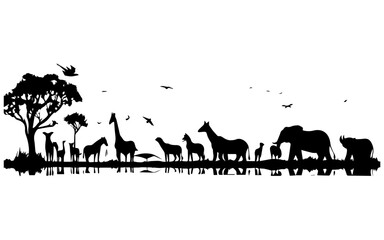 illustration of a silhouettes of animals