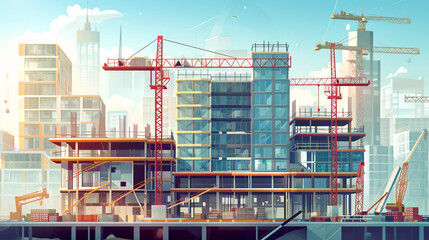 Illustration Modern building construction.