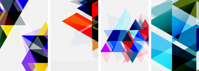 Fototapeta premium Colorful bright triangles with various colors and transparencies. Vector illustration For Wallpaper, Banner, Background, Card, Book Illustration, landing page