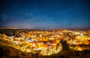  Cappadocia at night. amazing  rocky landscape
