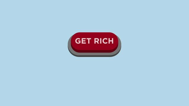 Get rich animation button in red color, animation button for web marketing design. Flat deign. Social media element