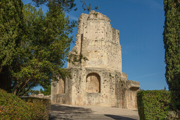 Fototapeta premium View of the tower magne pre roman construction in the city of nimes south of france