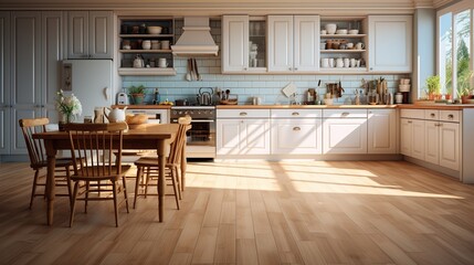 empty kitchen interior with natural light