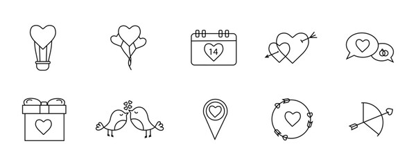 Valentines day vector icons. Valentines vector icons. 14 february valentine's day.