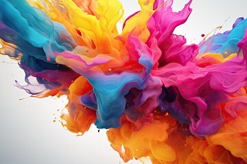 Collection of colored paint splashes on white background