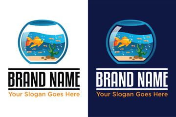 Colorful aquarium fish illustration vector logo design