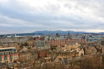 Fototapeta na wymiar Panoramic view of Edinburgh cityscape from Edinburgh Castle
