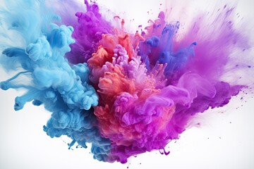 Launched colorful powder  isolated on white background