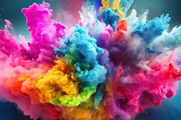 Colorful powder explosion on white background.