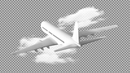 3D White Glossy Commercial Jet Airplane Take Off. EPS10 Vector