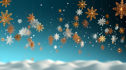 Fototapeta na wymiar Wonderful scene formed by snowflakes, winter background